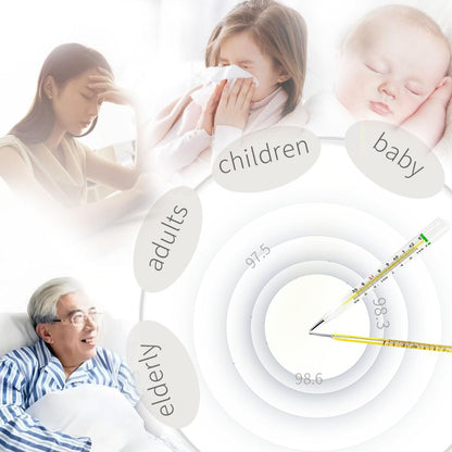℉ &℃ Oral Thermometer for Adults and Kids 2PCS - Glass Thermometer for Rectal Temperature - Accurate Easy Reading - AiBi TECH