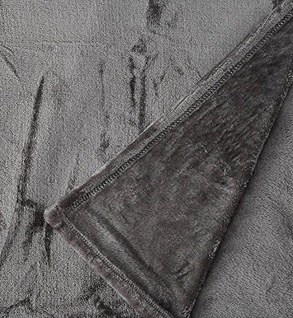 Elegance Linen Micro-Fleece Ultra Plush Luxury Solid Blanket, King, Gray - color: Gray, size: King/Cal King
