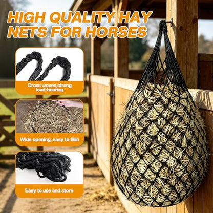 Hay Nets for Horses, 3-Pack Large-Capacity Hay Net for Horses Goats & Sheep