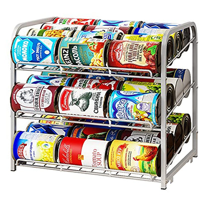 Can Rack Organizer,3 Tier Stackable Can Storage Dispenser,Sliver - color: Silver