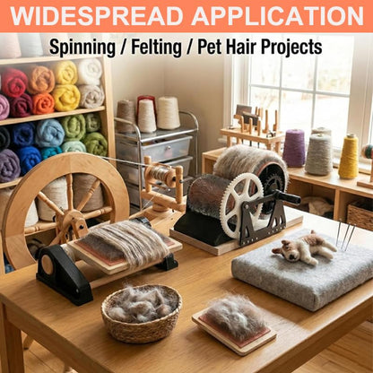 Sheep Fleece Drum Carder, Manual Wool Combing Machine, Fast Color Mixing, Combing, Spinning with Dual Drums, Wool Felt Color Mixer for Impurity Removal for DIY Craft Make Felt Animals