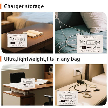 Chargers Travel Organiser Bag for Women Men Charging Cables Cosmetic Storage Bag Makeup Pouch for Friend Birthday Gifts for Sister Brother Toiletry Bags travel chargers Makeup Cosmetic Bags - style: Travel Charger