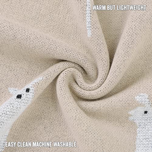 Unisex Cozy Receiving Swaddle Cuddle Stroller Crib Stroller 100% Fine Loomed Cotton Blanket - Quilt Blanket for Newborns, Infants Toddler, Boys and Girls (Llama - Cream) - color: 28 - Llama - Cream