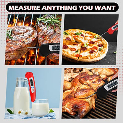 6 Pieces Digital Meat Thermometer Foldable Instant Read Food Thermometer Waterproof Digital Food Probe with Magnet for Grill Cooking Kitchen Food BBQ Roast Turkey Deep Fry Temperature Accessories