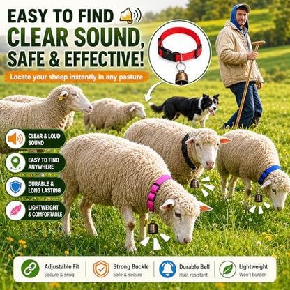 8Pack Goat Collar with Bell, Adjustable Nylon Collars Set