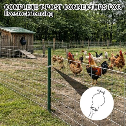 MorningRo 12 Pack Livestock Panel T-Post Connector T-Post Adapter Reusable Zinc-Plated Steel for Farm Trellis Building Fits Standard Wire Panels Holds for Farm Fence Repairs Expansions