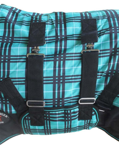 CHALLENGER 1200D Foal Winter Blanket Miniature Pony Donkey Bellyband Turquoise Rustic - color: Turquoise Plaid, size: 40 inches