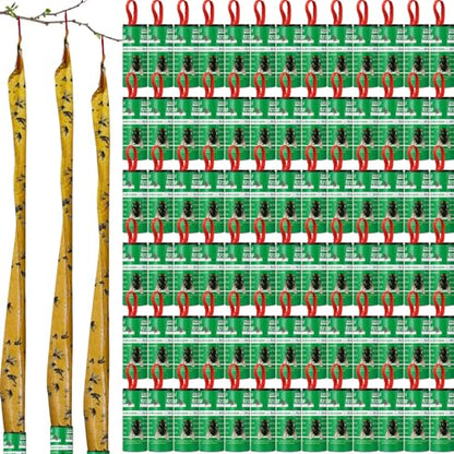 Qualirey 80 Pack Fly Strips Sticky Fly Trap Indoor Outdoor Hanging Ribbon Tape Paper Flying Insect Trap Gnat Killer Traps Catcher for Fruit Flies, Bug, Insect, Pest (Green) - color: Green