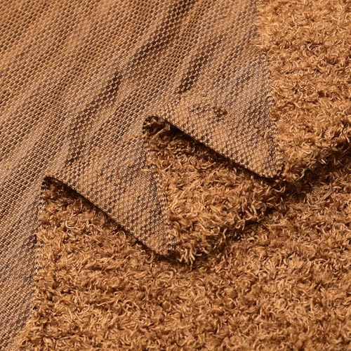 Surf turtle Brown Curly Teddy Fleece Faux Fur Fabric 36" x 59" - color: Brown, size: 36 x 59 inches