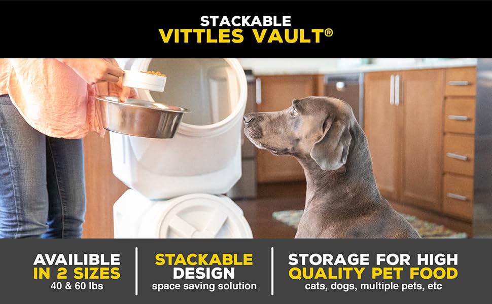 Vittles Vault Traditional Dog and Cat Food Container + Scoop, Gray, 60lbs - size: 60 Pounds