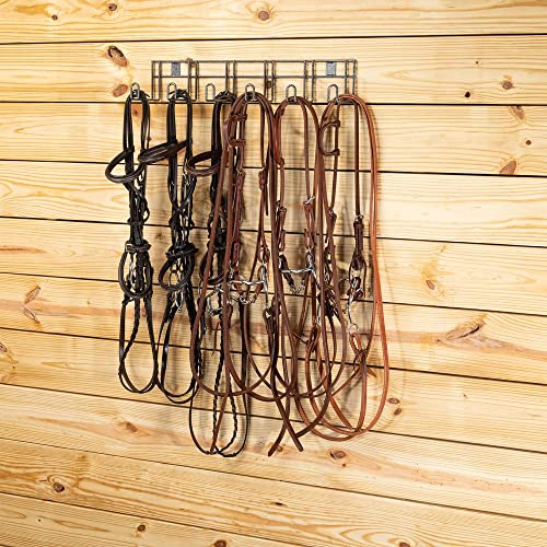 EASY-UP Pro 6 Hook Long Arm Tack Rack | Essential for Horse Stables | Space-Saving Design | Versatile 6-Hook Configuration | Long 4.5" Hooks | Rust-Resistant Finish