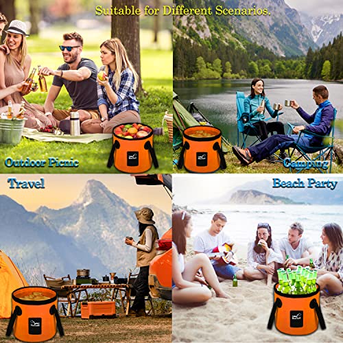 Esthesia Collapsible Bucket, 5 Gallon Portable Folding Water Container for Travelling, Camping, Hiking, Fishing, Gardening - color: Orange