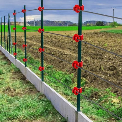Geiserailie 200 Pcs Red T Post Insulators Electric Fence Posts Electric Fence Insulators Wire Standard Snug Fitting T Post Clips for Agricultural Ranchers - color: Red