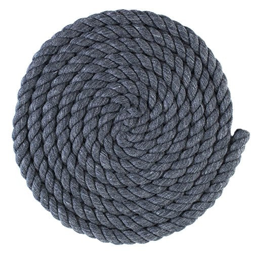 Super Soft 3 Strand Twisted Cotton Rope (Dark Gray, 1/2 Inch x 10 Feet) - color: Dark Gray, size: 10 Feet X 1/2 Inch