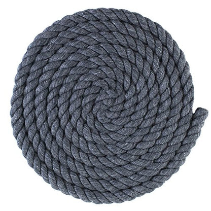 Super Soft 3 Strand Twisted Cotton Rope (Dark Gray, 1/2 Inch x 10 Feet) - color: Dark Gray, size: 10 Feet X 1/2 Inch
