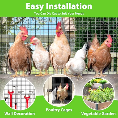 PVC Coated Welded Wire Fence,1 inch 36 in x 100 ft,Chicken Wire,Black Metal Fence Mesh Wire Roll,Garden Fencing Welded Wire Mesh for Pet Enclosures,Vegetable,Poultry and Agricultural Use - color: Black, size: 1"x1" 36inx100ft