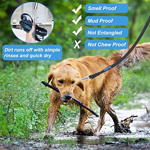 Vivifying Waterproof Dog Leash, 20FT Dog Training Leash Durable PVC Coated Webbing Long Lead with Soft Handle for Camping, Backyard Playing, Beach and Lake(Black) - color: Black, size: 20ft