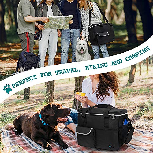 PetAmi Dog Travel Bag Organizer, Pet Supplies Tote Diaper Bag, Black Medium - color: Black, size: Medium - 14.5"L x 8"W x 12.0"H