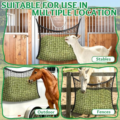 YedsIntu 3 Pcs Hay Bags for Horses, Slow Feed Hay Nets for Horses Goat Sheep, Large Capacity Hay Feeder for Stall, Trailer, Pasture (Black) - size: 3PCS-Black