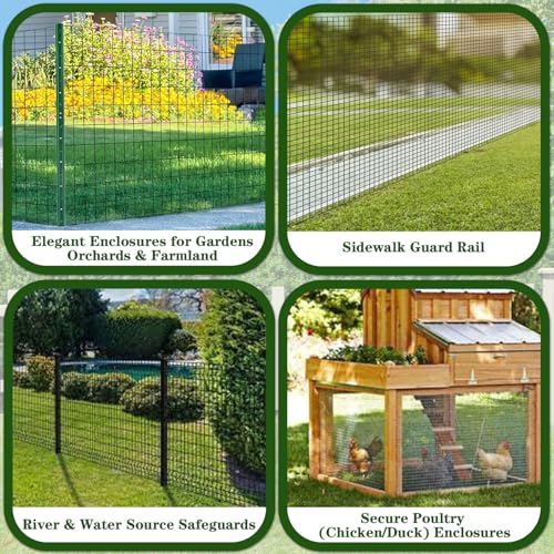 Black PVC Coated Welded Wire Fencing 48” x 100’ Roll 2”x3” 16G Garden Fence | TUOKS Chicken Wire Fencing Roll Vinyl Coating Metal Wire Mesh for Yard Vegetable Plant Protection Poultry Netting - size: 2''x3'' 16GA 48''x100'