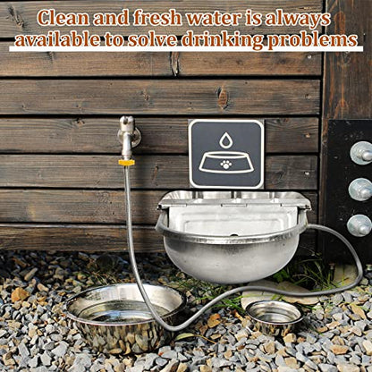 Tessco 2 Sets 4L/135oz Automatic Animal Drinking Water Trough Bowl with Float Valve Waterer Kit Livestock for Dog Horse with Pipe Connector Countersunk Bolt(Normal Style,Stainless Steel)