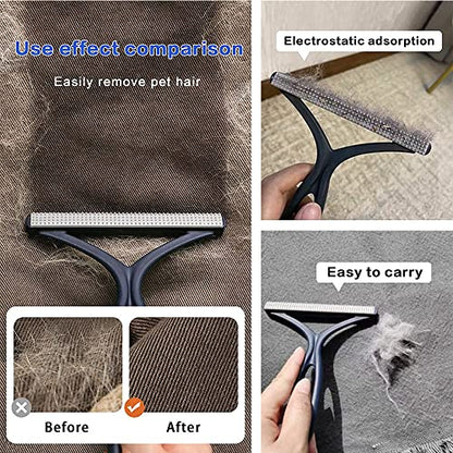 Pet Hair Remover Carpet Rake, Dog & Cat Hair Remover, Carpet Scraper - color: Blue and Dark Blue