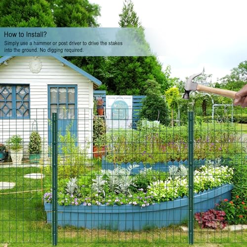 Metal Fence Posts 6 FT, Heavy Duty U-Post Garden Stakes(Splicing), 10 Pack - size: 6 Feet