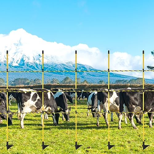 Sasylvia 36 Pcs 45 Inch Electric Fence Posts for Sheep, Lamb,Yellow Black