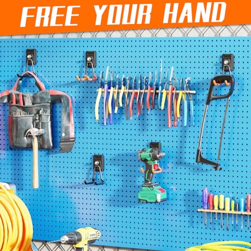 Heavy Duty Magnetic Garage Hooks,2 Pack Strong Large Magnet Hook for Power Drill,Garden Tools,Hose,Pegboard,Garage, Workshop,Magnetic Storage Hooks for Indoor Outdoor Hanging(Black) - style: Magnetic Garage Hooks 2 Pack