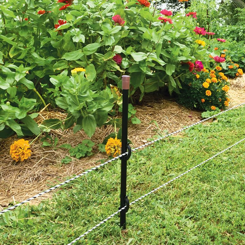 Premier 1 FiberTuff™ Fence Support Posts | 35" - Package of 4 | Strong, stiff step-in post. For ends & corners of netting fences. Top cap with enlarged slot for easy threading.