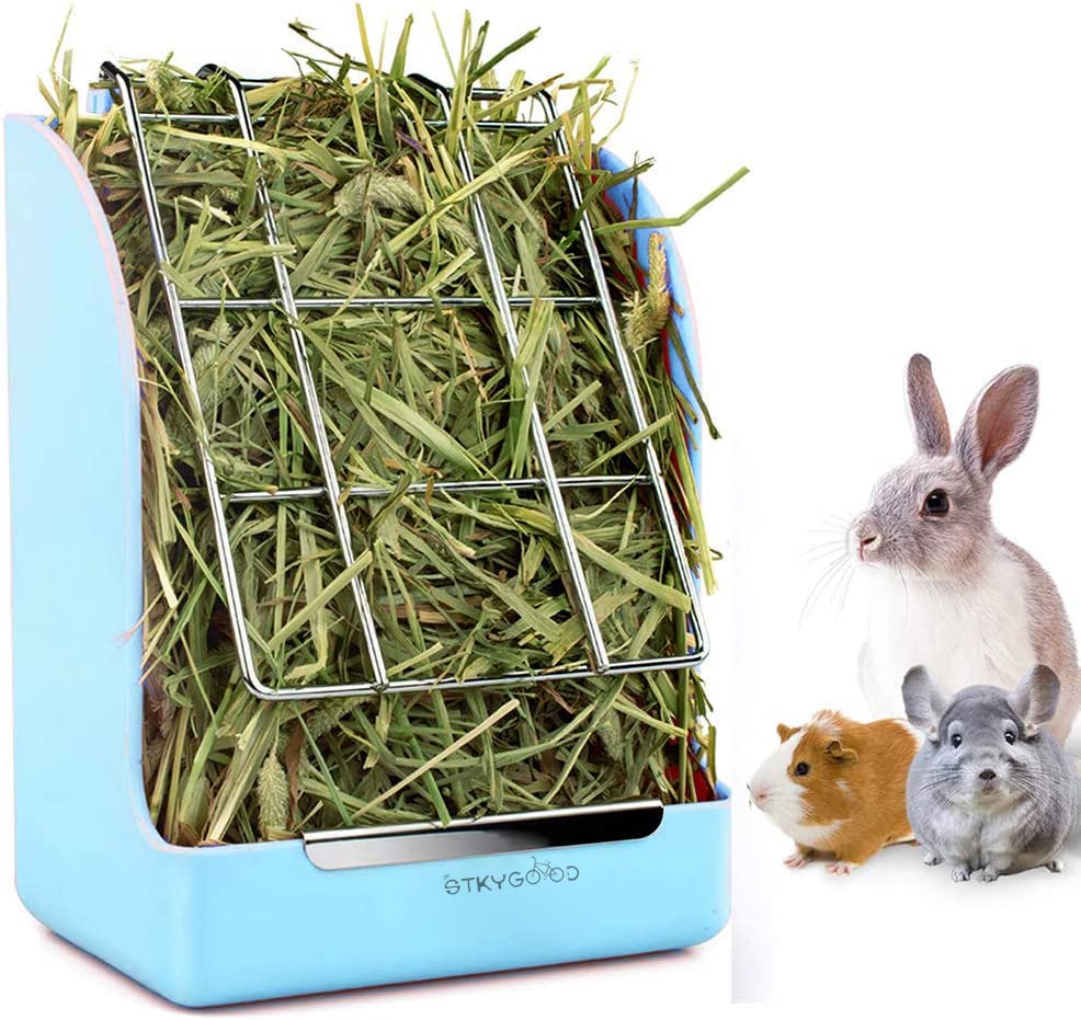 Rabbit Hay Feeder, Large Capacity Bunny Hay Rack for Rabbits, Guinea Pigs, Chinchillas, Small Animals, Hay Dispenser - color: Blue-1