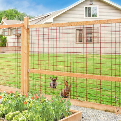 Red PVC Coated Welded Wire Fence 24" x 50' Roll, 2"x3" Mesh, 16 Gauge - color: Red, size: 2''x3'' 16GA 24''x50'