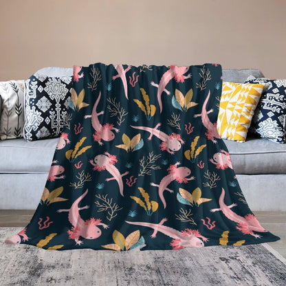 Cute Axolotl Fleece Throw Blanket for Couch Adults Teens 40" X 50" - color: Axolotl, size: 40x50 inch