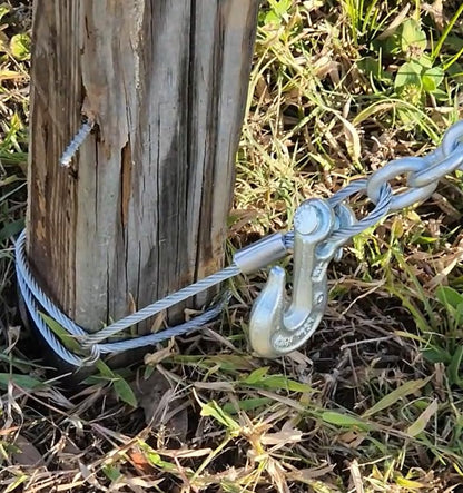 Upgraded Original Heavy-Duty Fence Post Removal Tool – Stronger Cable, Longer Chain, Works with Jack or Lever to Pull Broken Wood Fence Posts for Repair & Replacement fence repairs