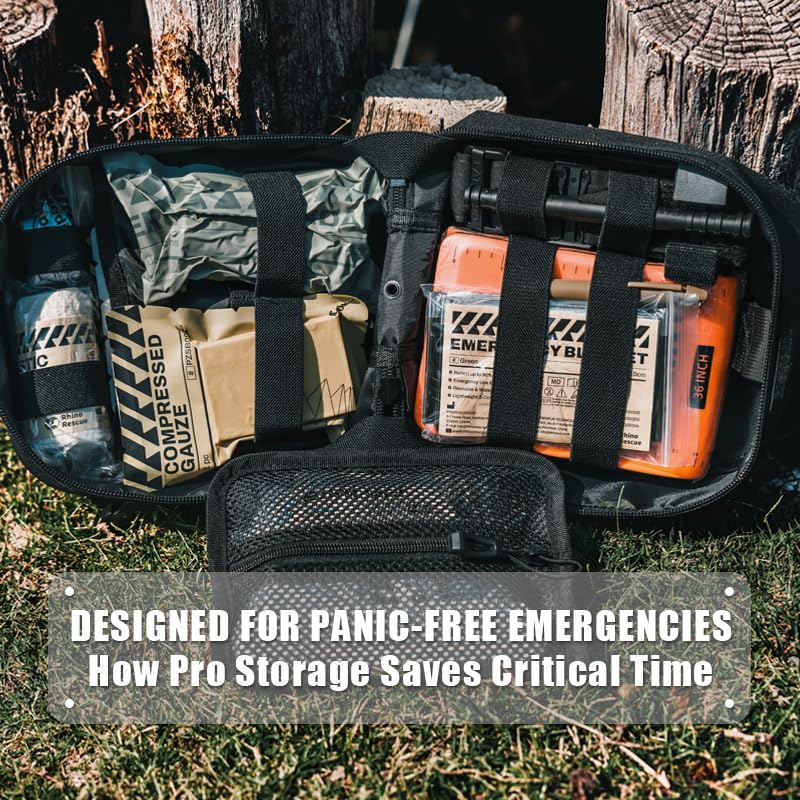 RHINO RESCUE IFAK Trauma Kit Standard with CAT Tourniquet Red | Military-Grade, Massive Bleeding Control, Tactical Molle Pouch, Professional First Aid Kit, HSA/FSA Approved - color: Red