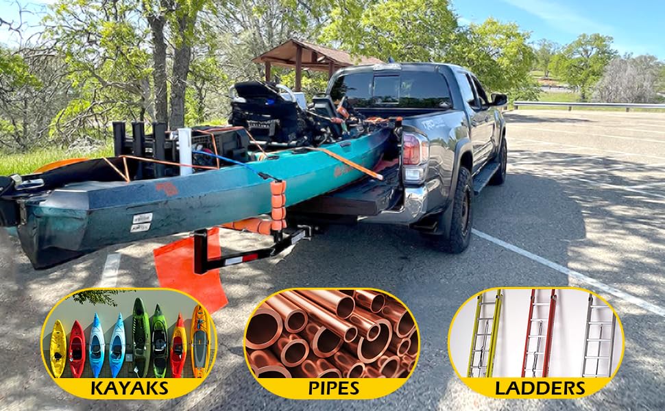 MaxxHaul 70231 Hitch Mount Pick Up Truck Bed Extender For Ladder, Rack, Canoe, Kayak, Long Pipes and Lumber) , Black , 37 x 19 x 3 inches - size: 37 x 19 x 3 inches