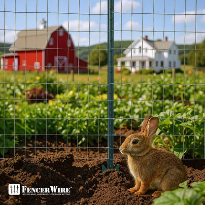 Fencer Wire 12.5-Gauge 5 ft. x 100 ft. Galvanized Welded Fence Wire Roll with 15 pcs 7 ft T-Posts, Farm & Garden Fencing Kit