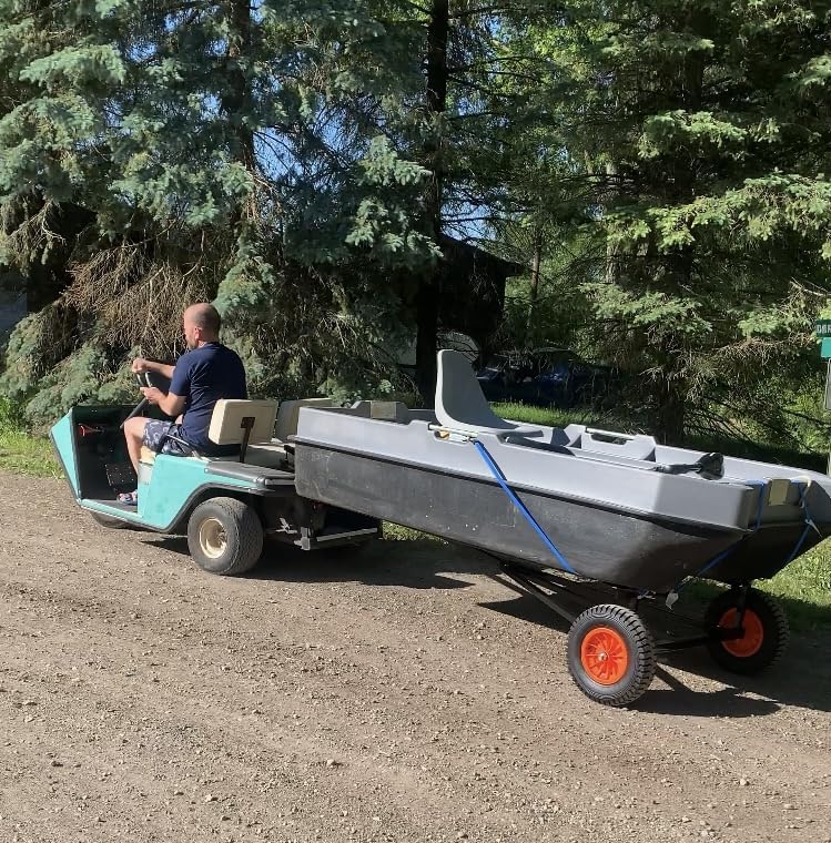 Boat Trailer Dolly 420 lbs Capacity, Adjustable Trailer Mover with Steel Frame & 15.7" Pneumatic Tires& Non-Slip Support Bracket for Kayak, Motorboat, Fishing Boat