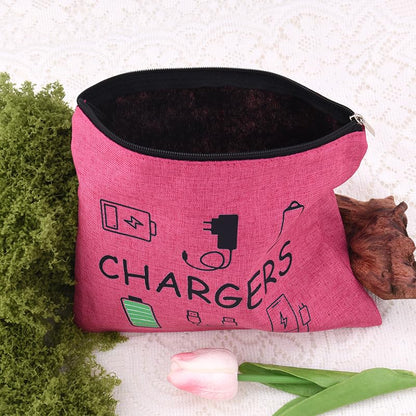 ShiQiao Spl Chargers Cables Storage Bag Travel Cable Storage Organizer Bag Chargers Makeup Cosmetic Bag Pouch Electronic Charging Organizer for Women Birthday Christmas Gift for Daughter Friend - style: Pink Charger