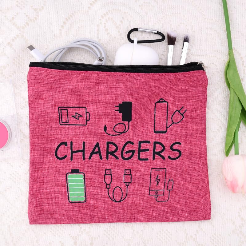 ShiQiao Spl Chargers Cables Storage Bag Travel Cable Storage Organizer Bag Chargers Makeup Cosmetic Bag Pouch Electronic Charging Organizer for Women Birthday Christmas Gift for Daughter Friend - style: Pink Charger
