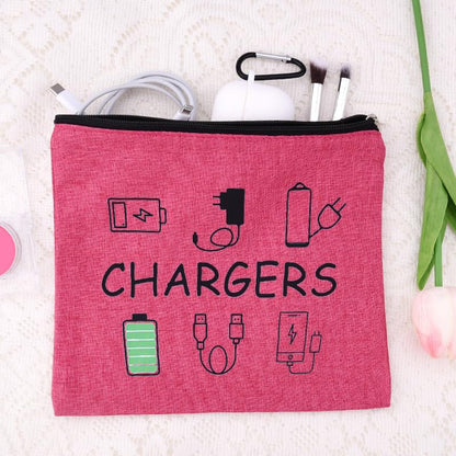 ShiQiao Spl Chargers Cables Storage Bag Travel Cable Storage Organizer Bag Chargers Makeup Cosmetic Bag Pouch Electronic Charging Organizer for Women Birthday Christmas Gift for Daughter Friend - style: Pink Charger
