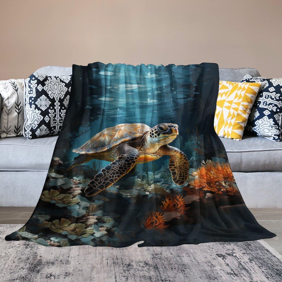 Sea Turtles Fleece Throw Blanket for Couch Adults Teens 40" X 50" - color: Sea Turtles, size: 40x50 inch