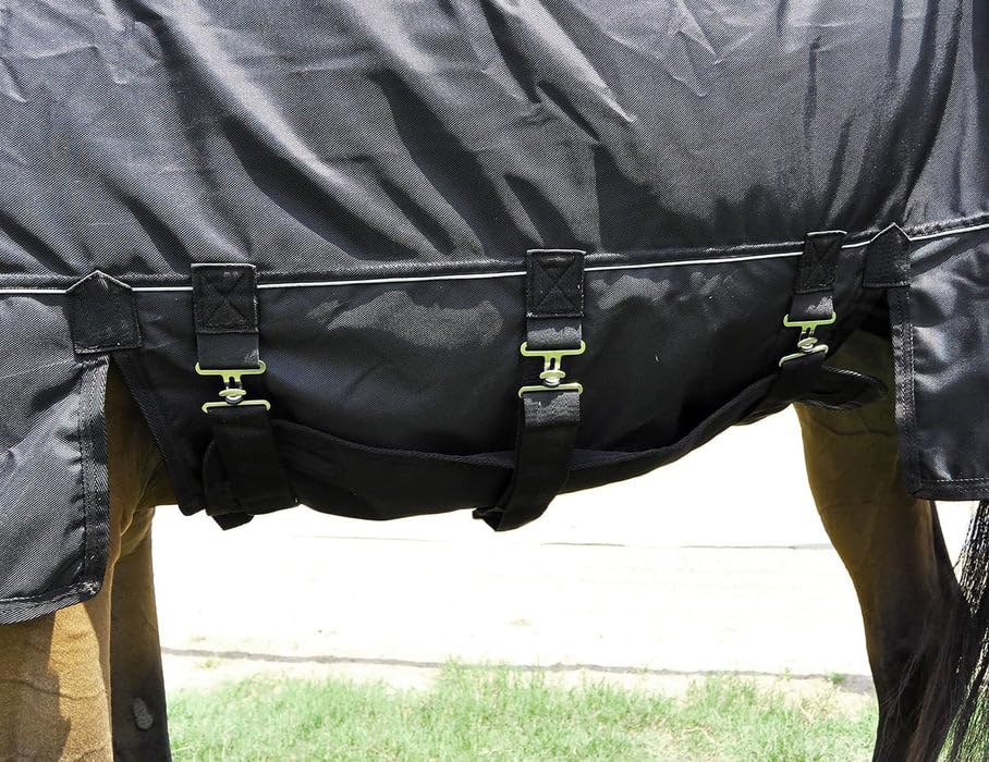 Jeffers Equine Supreme Plus Horse Turnout Blanket, Black, 78" – Medium Weight 1680D Waterproof, 240g Insulation, Safe, Breathable, Weather Protection - Adjustable Surcingle Straps, Reflective Trim - size: 78 in