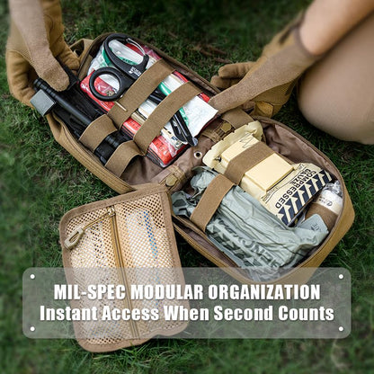 RHINO RESCUE IFAK Trauma Kit Pro with CAT Tourniquet (Red) | TCCC Compliant, Combat-Proven, Tactical Molle Pouch, Professional First Aid Kit, Military Medical Kit, HSA/FSA Approved - color: Red, size: MOLLE Vertical Pack