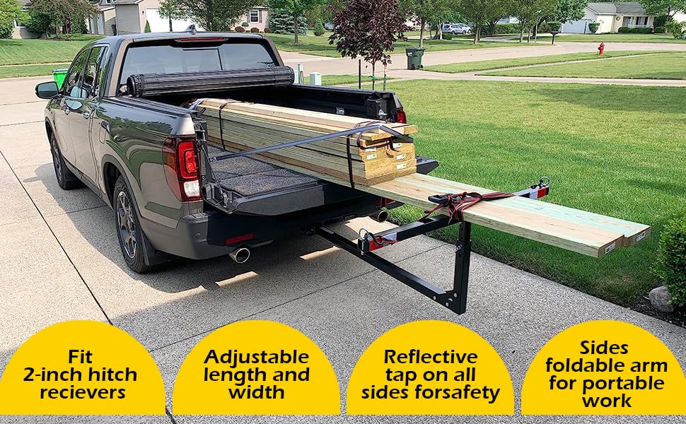 MaxxHaul 70229 Pick-Up Truck Bed Extender - 350 lb Capacity For Ladder, Rack, Canoe, Kayak, Long Pipes and Lumber , Black, 53.2 x 17.2 x 2.5 inches - size: 53.2 x 17.2 x 2.5 inches