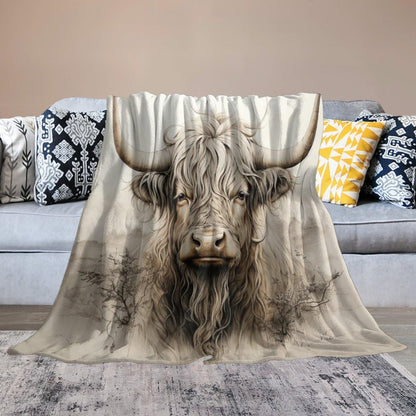 Highland Cow Fleece Throw Blanket for Couch Adults Teens 40" X 50" - color: Highland Cow, size: 40x50 inch