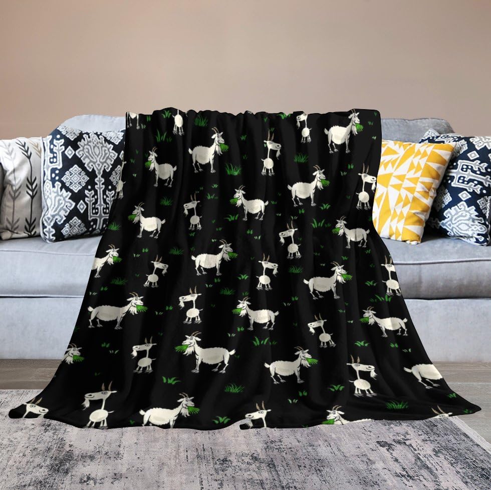 Goat Fleece Throw Blanket for Couch Adults Teens 50" X 60" - color: Goat, size: 50x60 inch