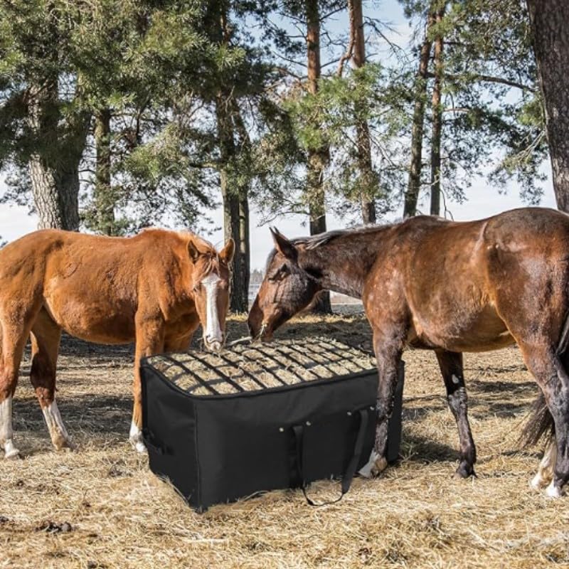 2 Packs Hay Bale Bag for Horses 44x18x22inch Extra Large Hay Bag with Separated Design & Top Slow Feed Design for Horses Sheep Donkey Goats Premium Oxford Heavy Duty Hay Bale Storage Bag