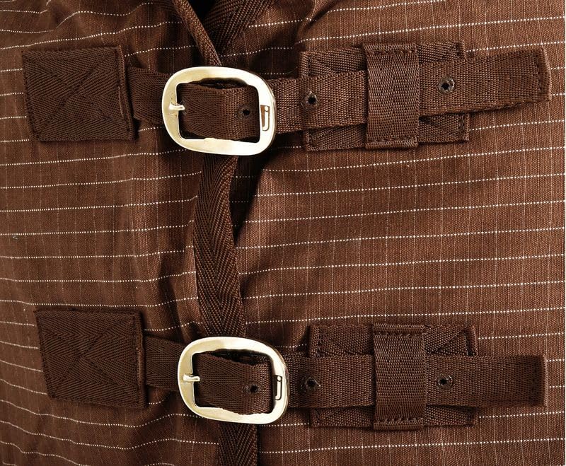 Jeffers Equine Basic Canvas Horse Blanket, 66" – Water Resistant Turnout Blanket for Horses, Pony, Draft – Breathable, Adjustable Straps, Tail Flap, Shoulder Gussets, Barn Gear - Green Tan Check - size: 66 in