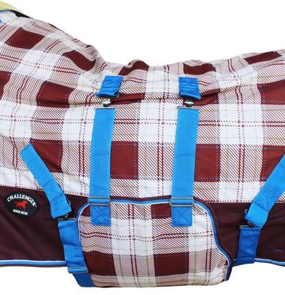 76" Horse Turnout Waterproof Fleece Lined Medium Winter Blanket Serape 3B109LG - color: Beige Plaid, size: 76 inches